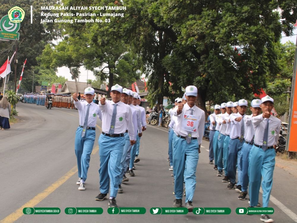 MAS Syech Tambuh Tampilkan Kekompakan dan Semangat Juang dalam Lomba Gerak Jalan Tingkat Kecamatan Pasirian