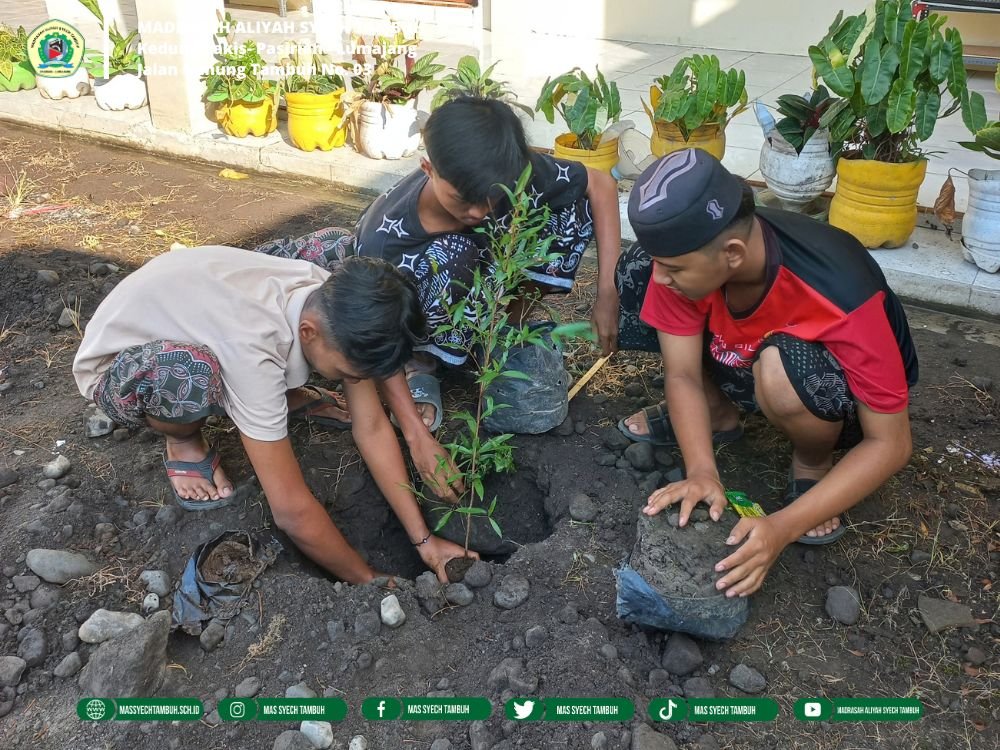 Jumat Sehat di MAS Syech Tambuh: Bersihkan Lingkungan, Bugar Bersama, dan Tanam Pohon untuk Masa Depan